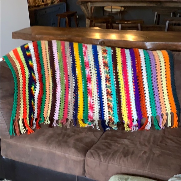 Other - Vintage crochet blanket with fringe at ends